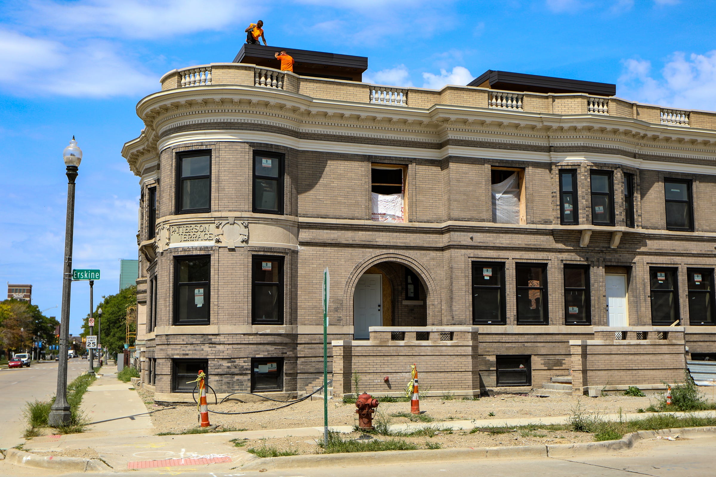 Patterson Terrace, at one time marked for demolition, after multiple exterior restorations, it is being developed in the historic Brush Park neighborhood of Detroit, photographed on Aug. 25.