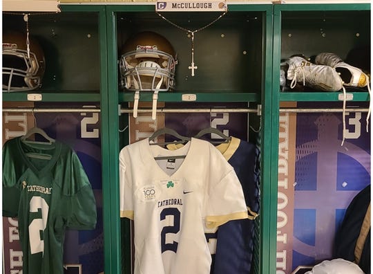 Mario McCullough's locker remains in Cathedral's locker room.