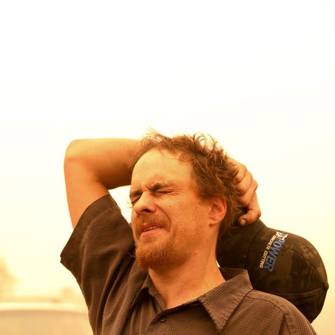 Chris Tofte gets emotional after a group of volunt