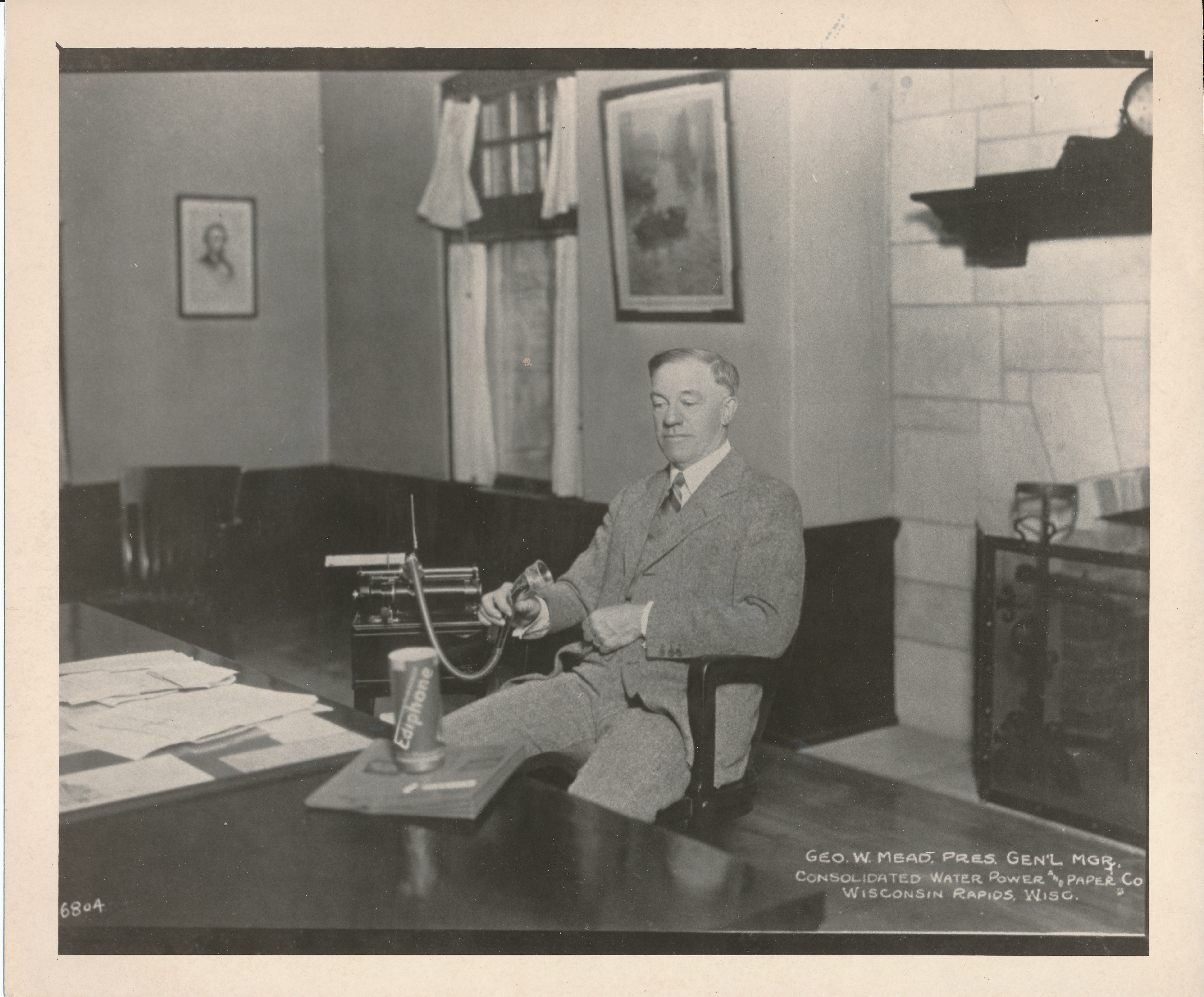 Photo of George W. Mead I, president and general manager at Consolidated Water Power & Paper Company