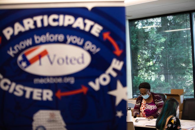 Absentee ballot election workers on Sept. 4, 2020, in Charlotte, North Carolina.