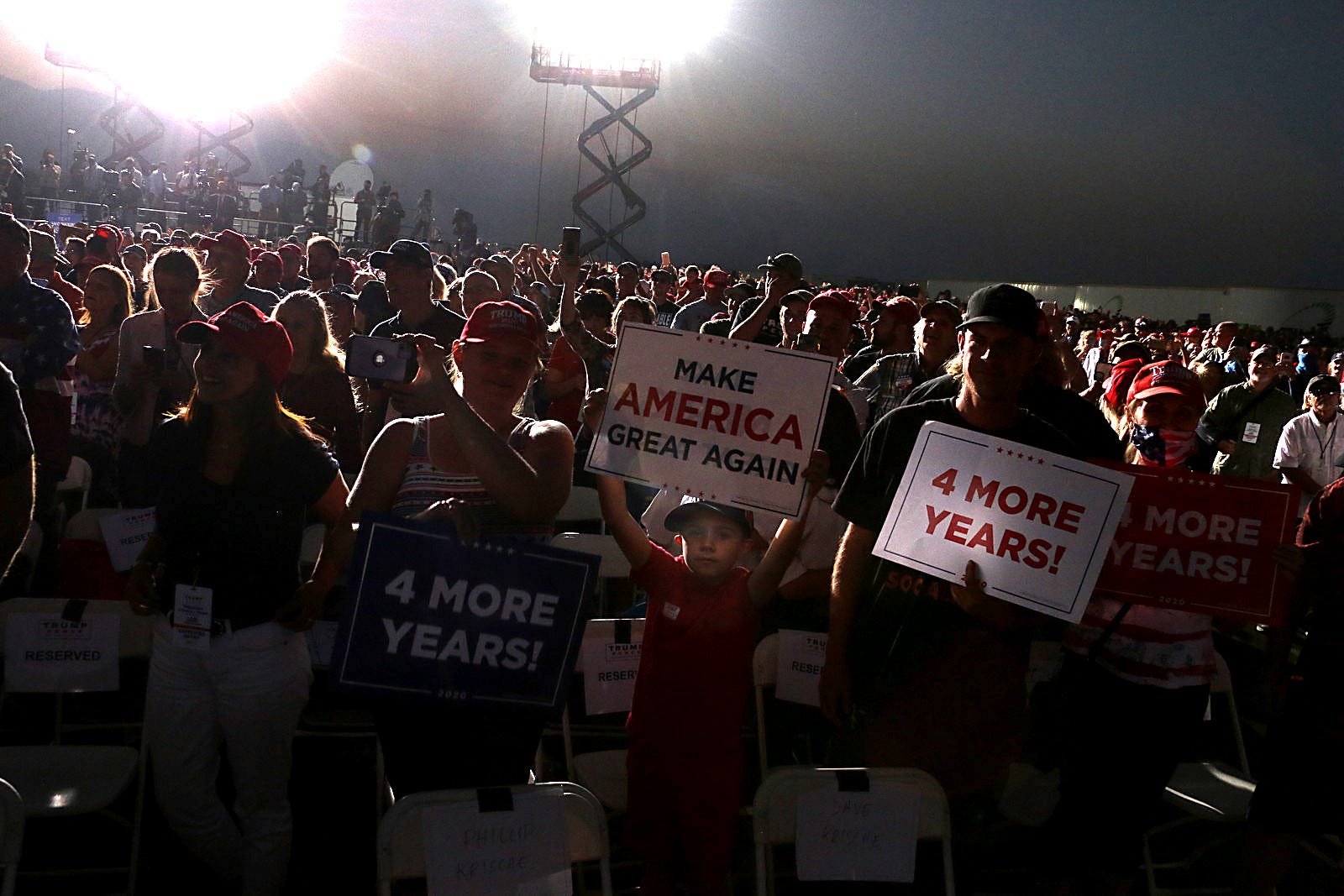 President Donald Trump holds a campaign rally at the Minden-Tahoe Airport in Nevada on Sept. 12, 2020.