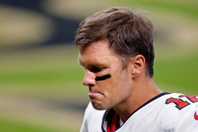 Tampa Bay Buccaneers quarterback Tom Brady (12) after a game against the New Orleans Saints in New Orleans on Sunday, Sept. 13, 2020. The Saints won 34-23.
