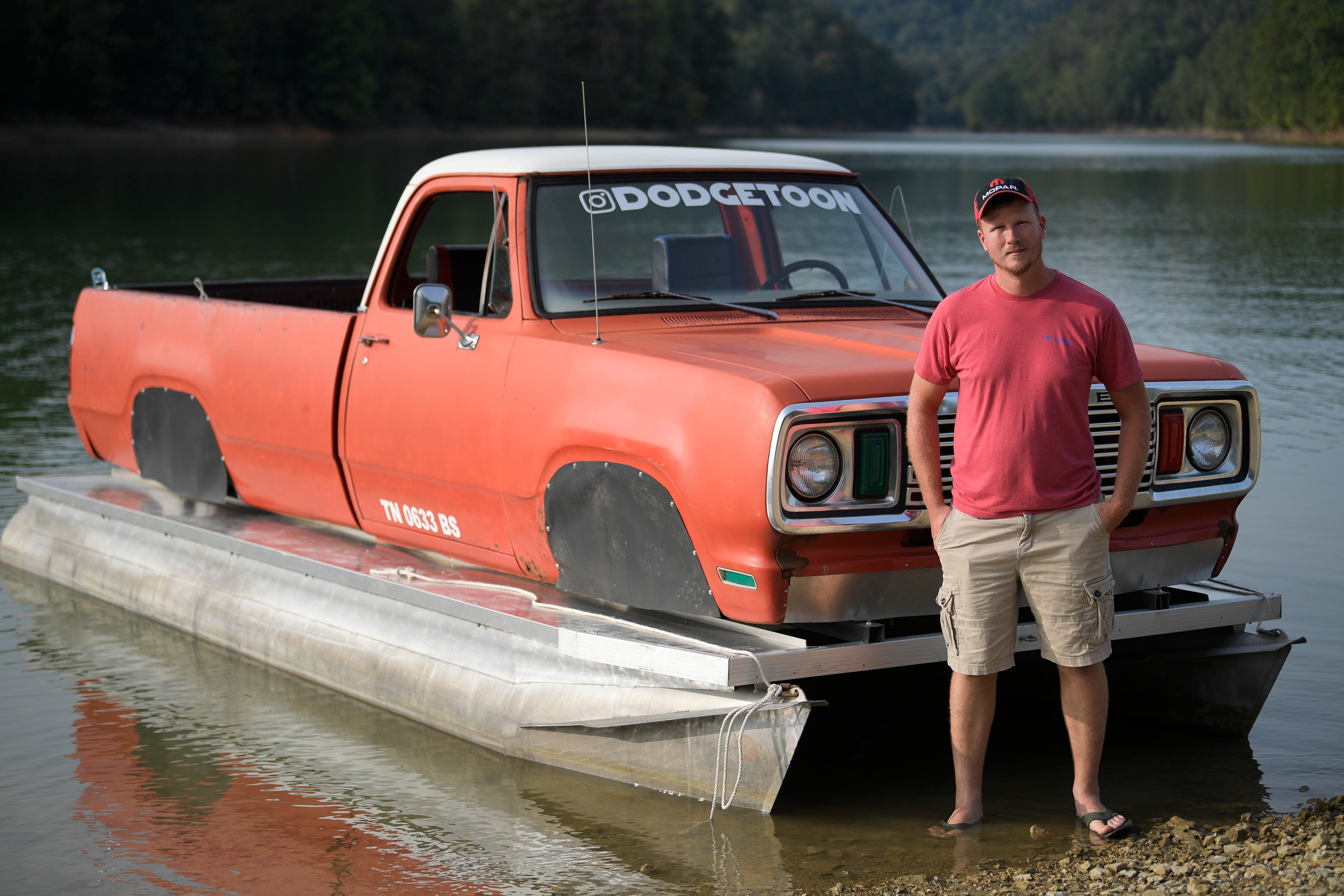 dodgetoon east tn man creates hybrid with dodge truck pontoon boat knoxville news sentinel