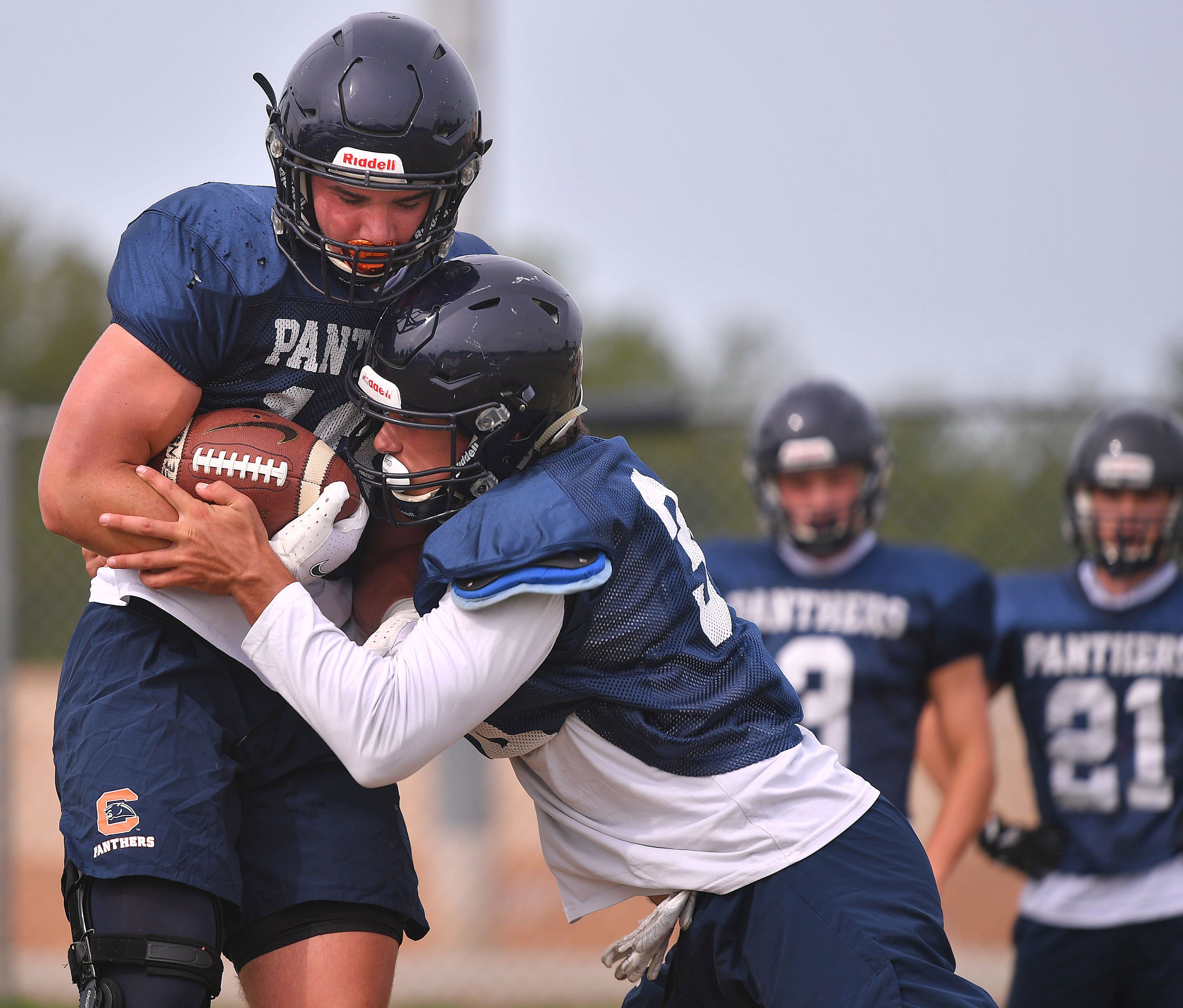 Camden Gray, Chapman High School football player (linebacker), on the Chapman practice field in Inman, Wednesday, September 16, 2020.