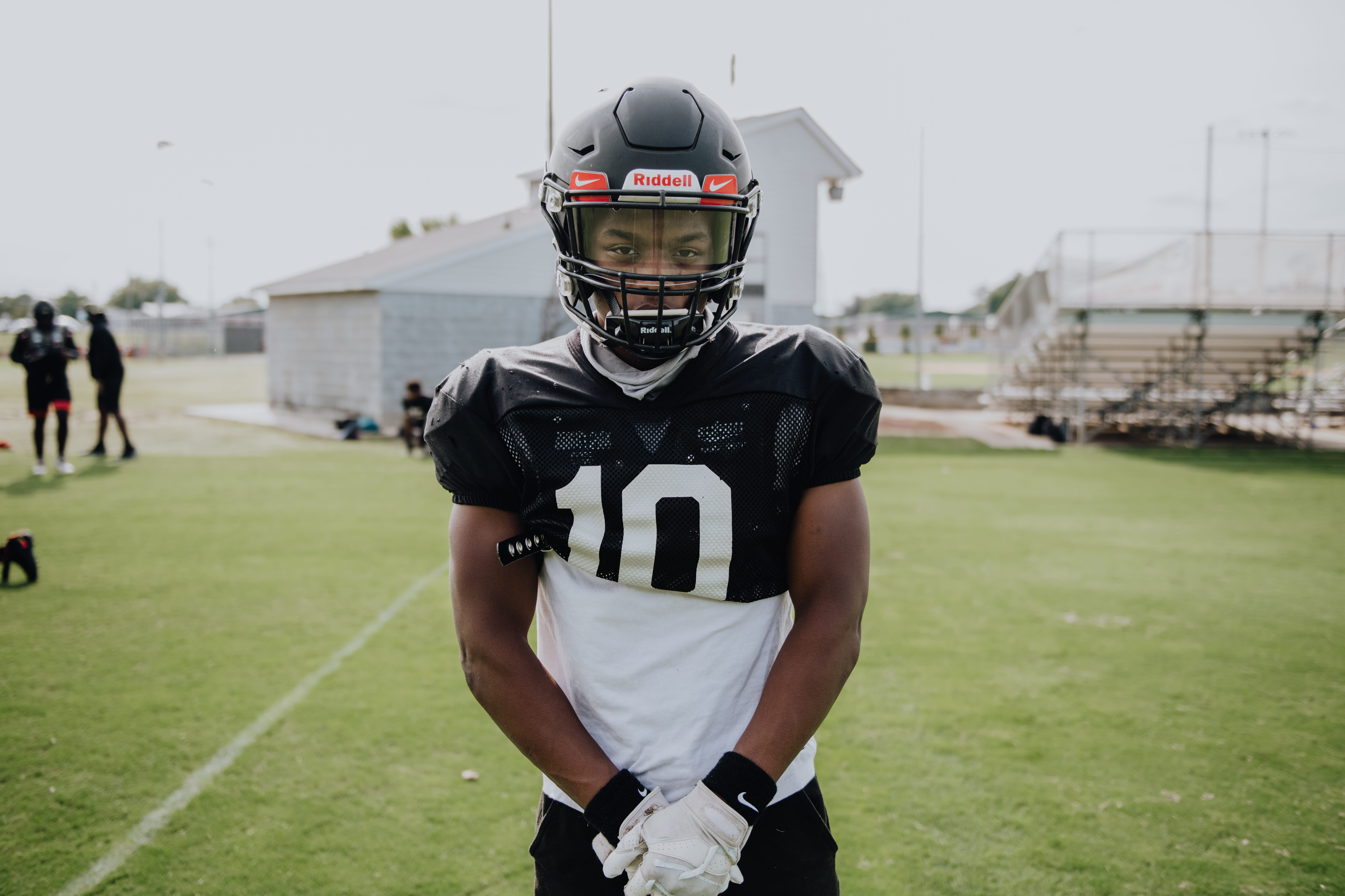 Hillcrest High School football player Shomari Aiken poses for a portrait during practice Tuesday, Sept. 15, 2020.