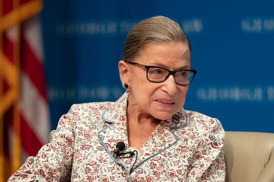 Supreme Court Associate Justice Ruth Bader Ginsburg speaks about her work and gender equality during a panel discussion at the Georgetown University Law Center in Washington, Tuesday, July 2, 2019.