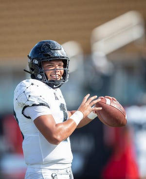 UCF quarterback Dillon Gabriel threw for 417 passing yards and four touchdowns en route to a season opener victory over Georgia Tech. (AP File Photo/Willie J. Allen Jr.)