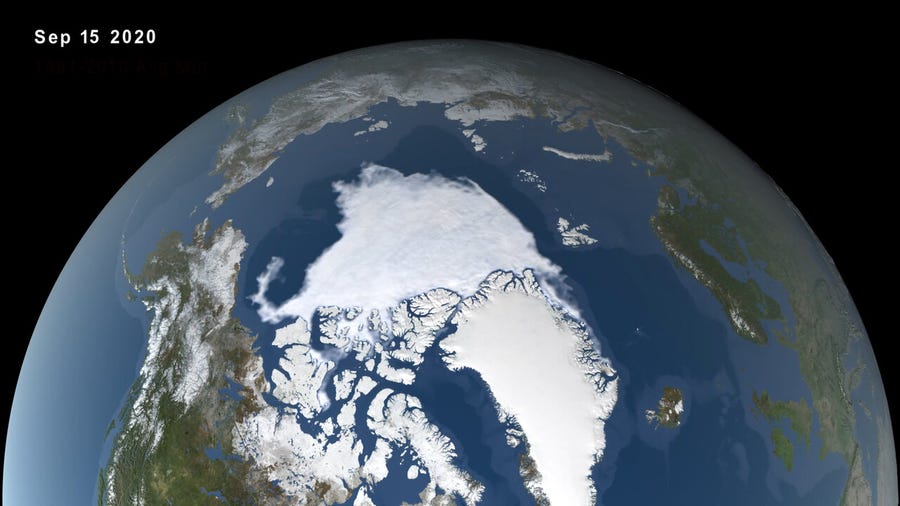 In the Arctic Ocean, sea ice reached its minimum extent of 1.44 million square miles on Sept. 15 - the second-lowest extent since modern recordkeeping began.