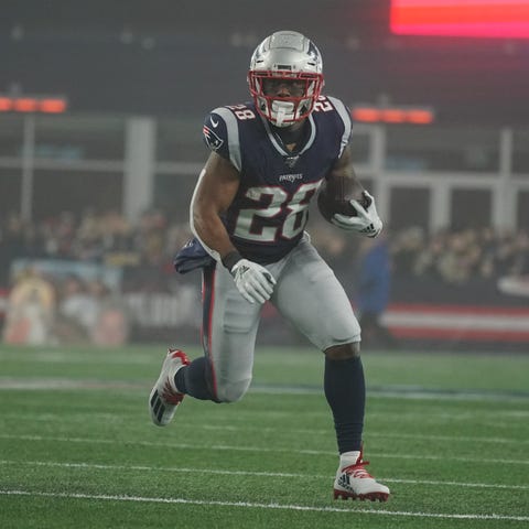 New England Patriots running back James White (28)