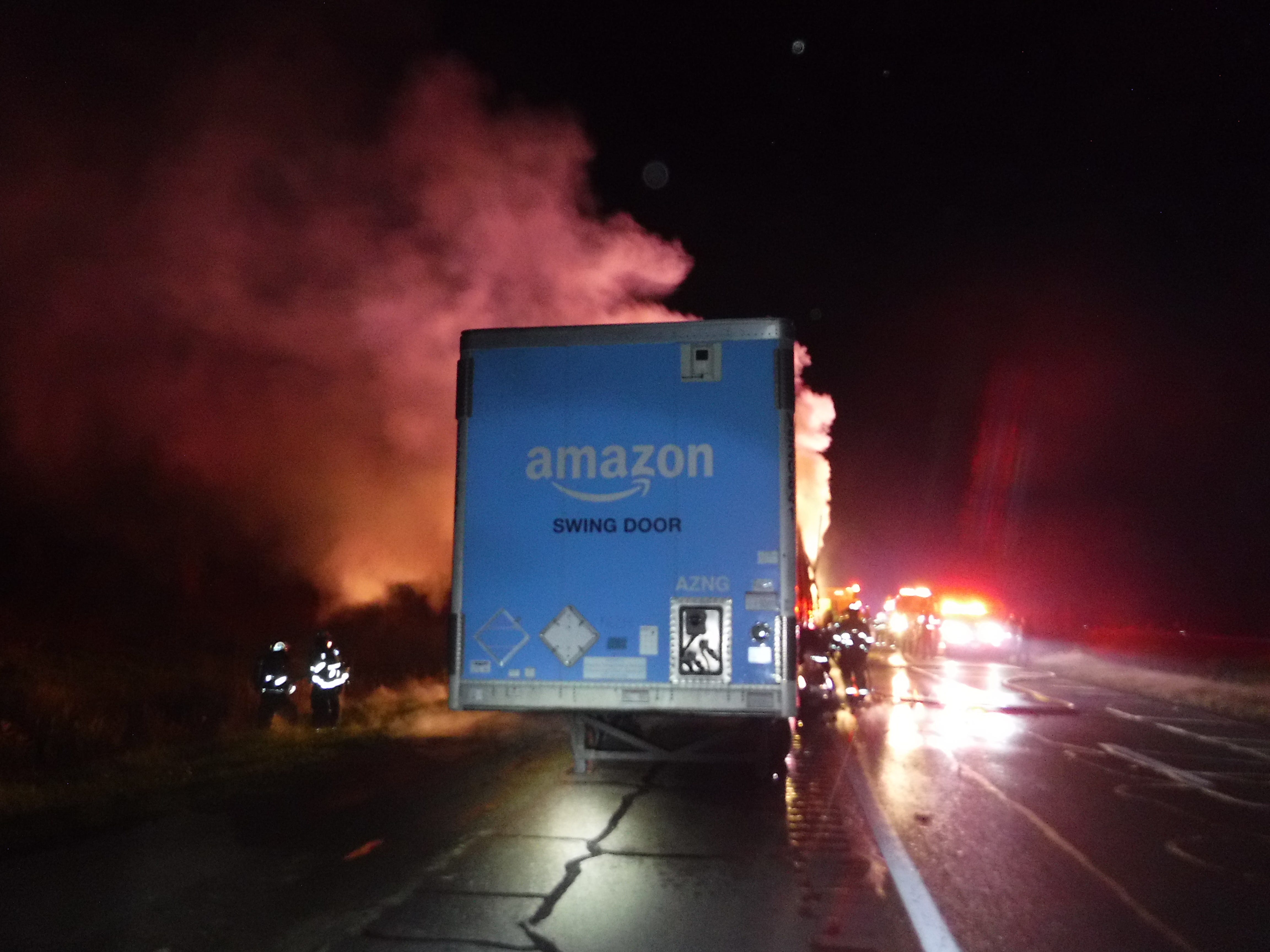 Amazon Prime Semi Truck Fire Shuts Down I 70w