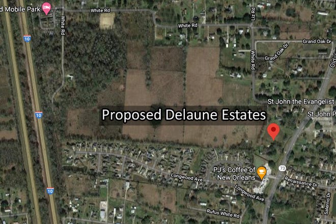 The proposed Delaune Estates subdivision was denied by the Planning Commission in March and the Board of Appeals in July. The 86 acres of land owned by the Delaune family is located west of Hwy. 73 near White Road.