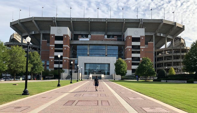 The construction fences are gone and the new player entrance at the end of the Walk of Champions is clearly visible at Bryant-Denny Stadium Monday, Sept. 21, 2020.  [Staff Photo/Gary Cosby Jr.]
