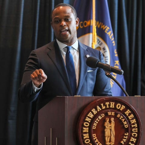 Kentucky Attorney General Daniel Cameron speaks du