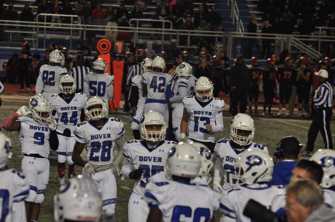Dover High School's football team plays Polytech during the 2019 homecoming game.