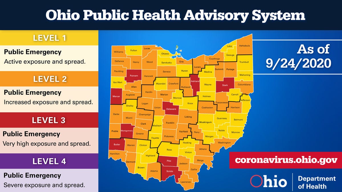 Ohio coronavirus heat map shows 9 counties as 'red' on