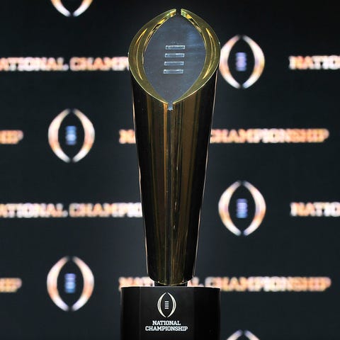 The College Football Playoff championship trophy.