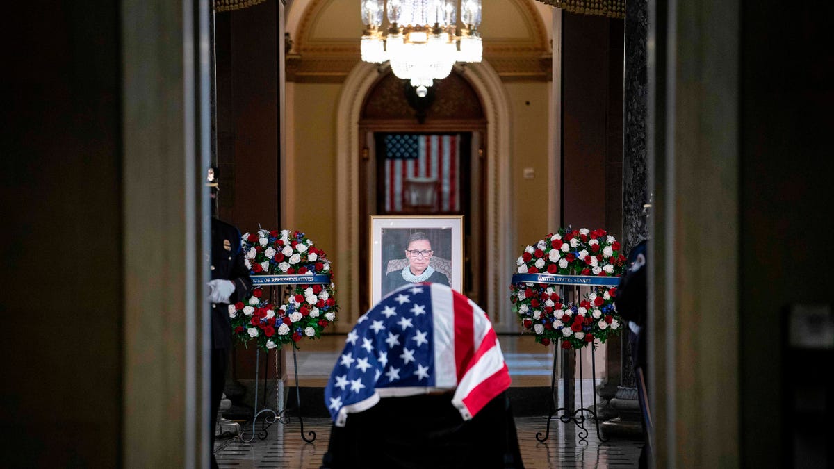 Ruth Bader Ginsburg makes history as the first woman, Jewish person to lie in state at Capitol ceremony