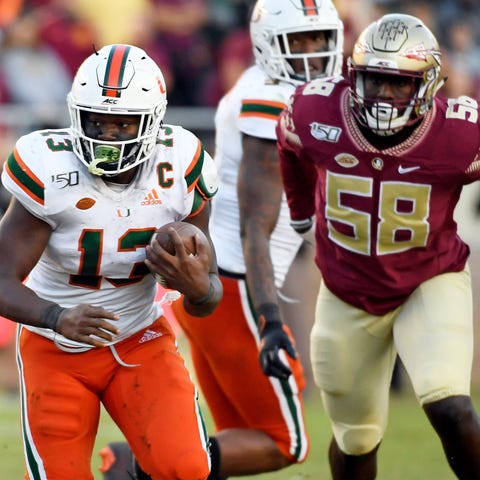 The Miami Hurricanes and Florida State Seminoles w