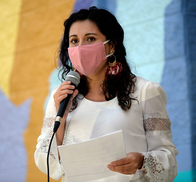 Gia Quinones, shown at an Alianza-hosted 'Familias Unidas/Families Belong Together' event at the Unitarian Universalist Church in Spartanburg on Sept. 27, 2020.