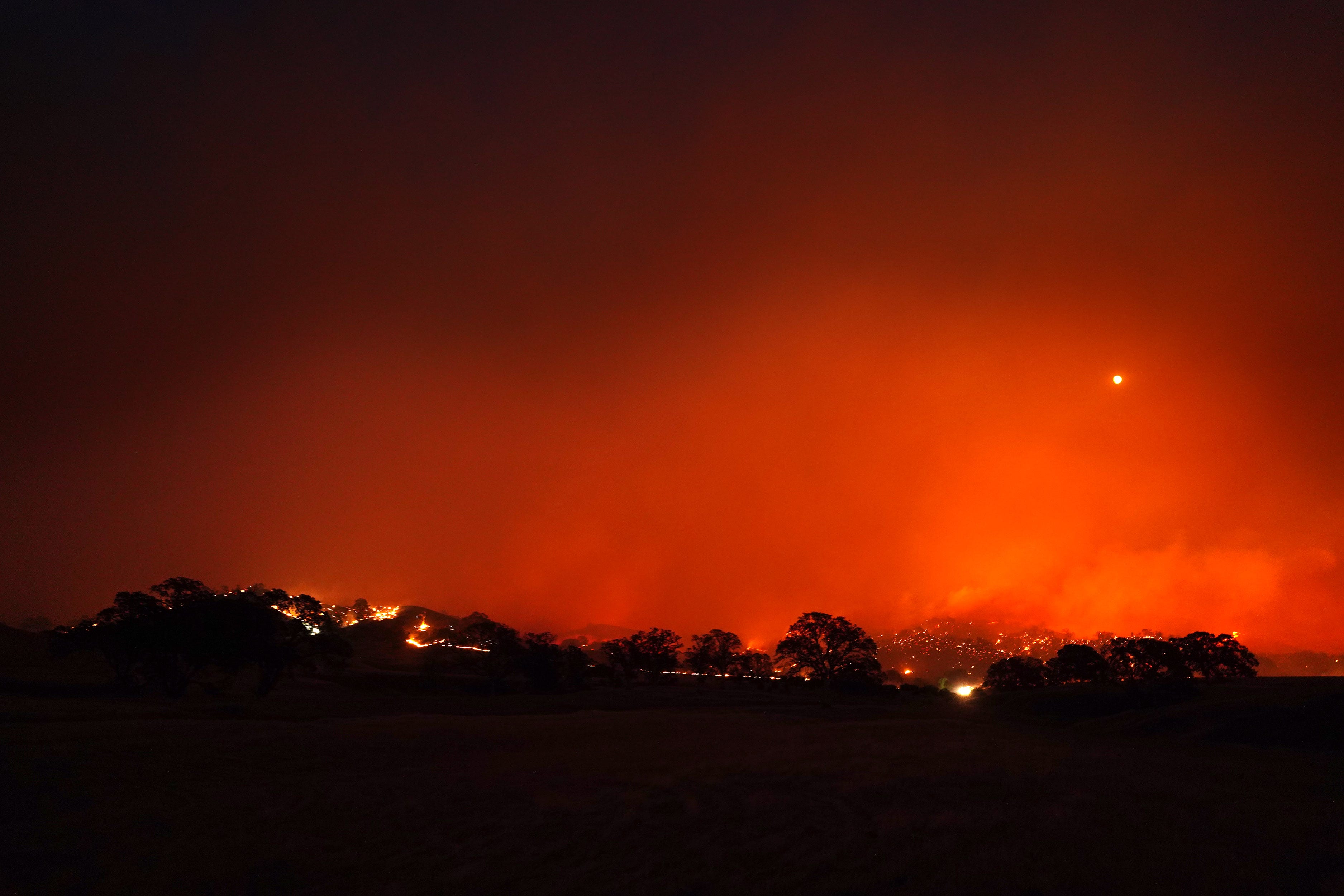 The fire scene in Ono on Sunday evening, Sept. 27, 2020.