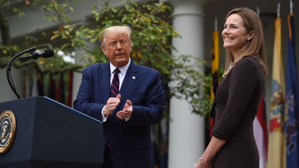 President Donald Trump announces Judge Amy Coney B