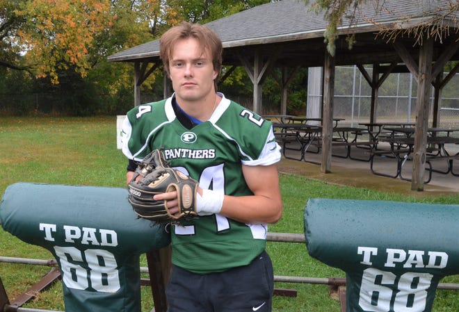 Pennfield's Cody Hultink is having a big football season already for the Panthers, but baseball is his No. 1 sport as he has verbally committed to play for the University of Michigan.