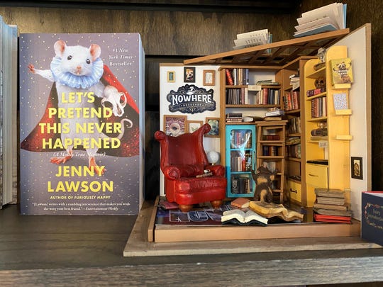 Interspersed throughout The Nowhere Bookshop are bits of decor that reflect Lawson's quirky aesthetic .