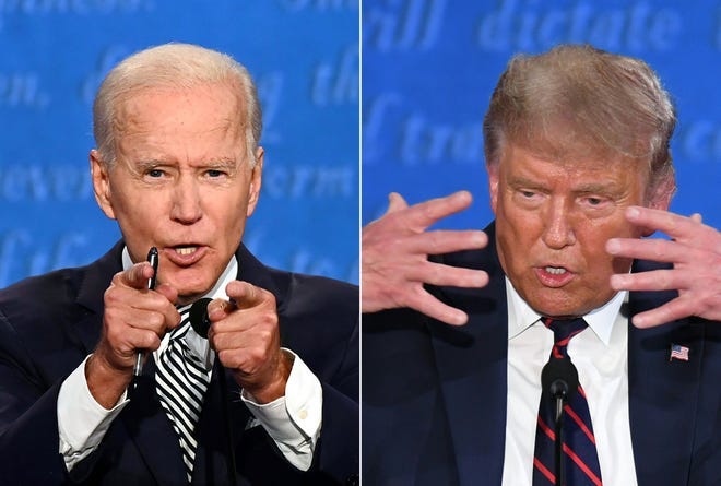 Former Vice President Joe Biden debates President Donald Trump in Cleveland on Sept. 29.
