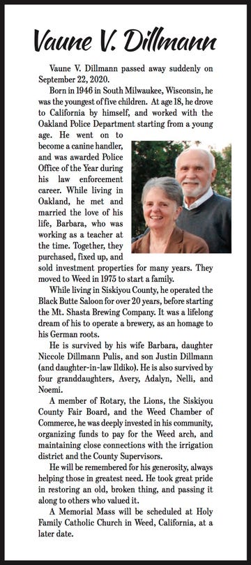 Obituaries in Mt Shasta, CA | Mount Shasta Herald