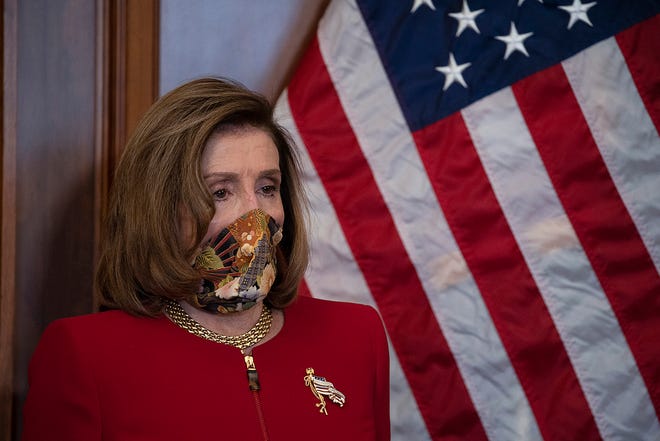 In this file photo, U.S. Speaker of the House Rep. Nancy Pelosi (D-CA) during a news conference on September 17, 2020 in Washington, DC. (Tasos Katopodis/Getty Images/TNS)