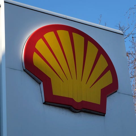 The Shell logo is shown at a petrol station in Lon