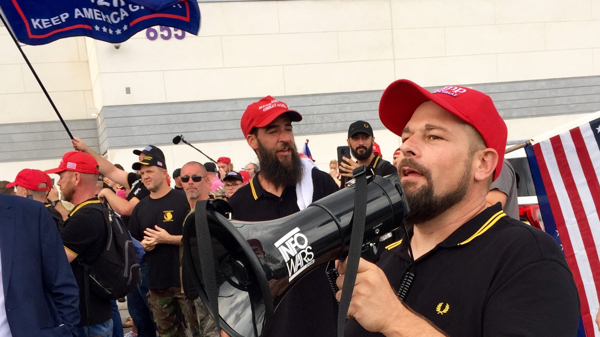 Trump Opens Door For Proud Boys Far Right Group To Enter Election Fray proud boys at trump lgbtq counter rally in orlando june 18 2019