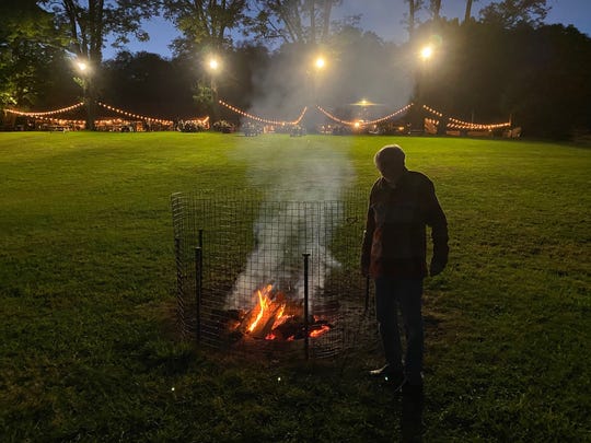The Walpack Inn's fire pit helps keep diners warm when the temperature drops.