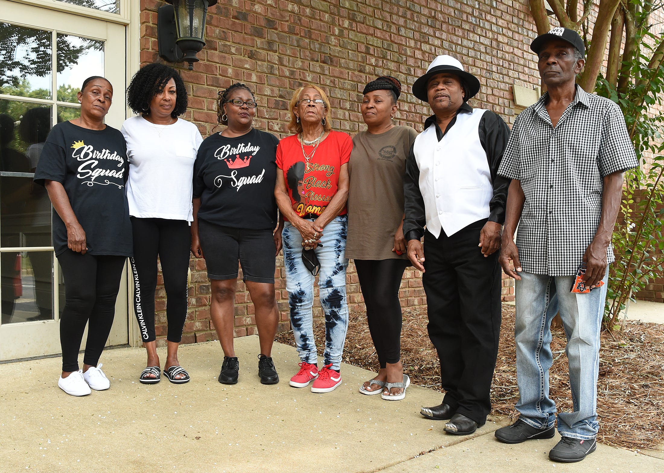 The Pettaway family at their attorney's office in Montgomery. Left to right: sisters Nancy Pettaway,  Patricia Pettaway and Jacqueline Thomas, mother Lizzie Mae Pettaway, sister Yvonne Frazier and bothers Walter and Otis Pettaway. Joseph Pettaway died in July of 2018 at a home in west Montgomery after being bitten by a police K9. The family has had difficulty finding any answers over what happened that night and is now suing two Montgomery police officers in federal court for excessive force and wrongful death. (Joe Songer | jsonger@al.com).
