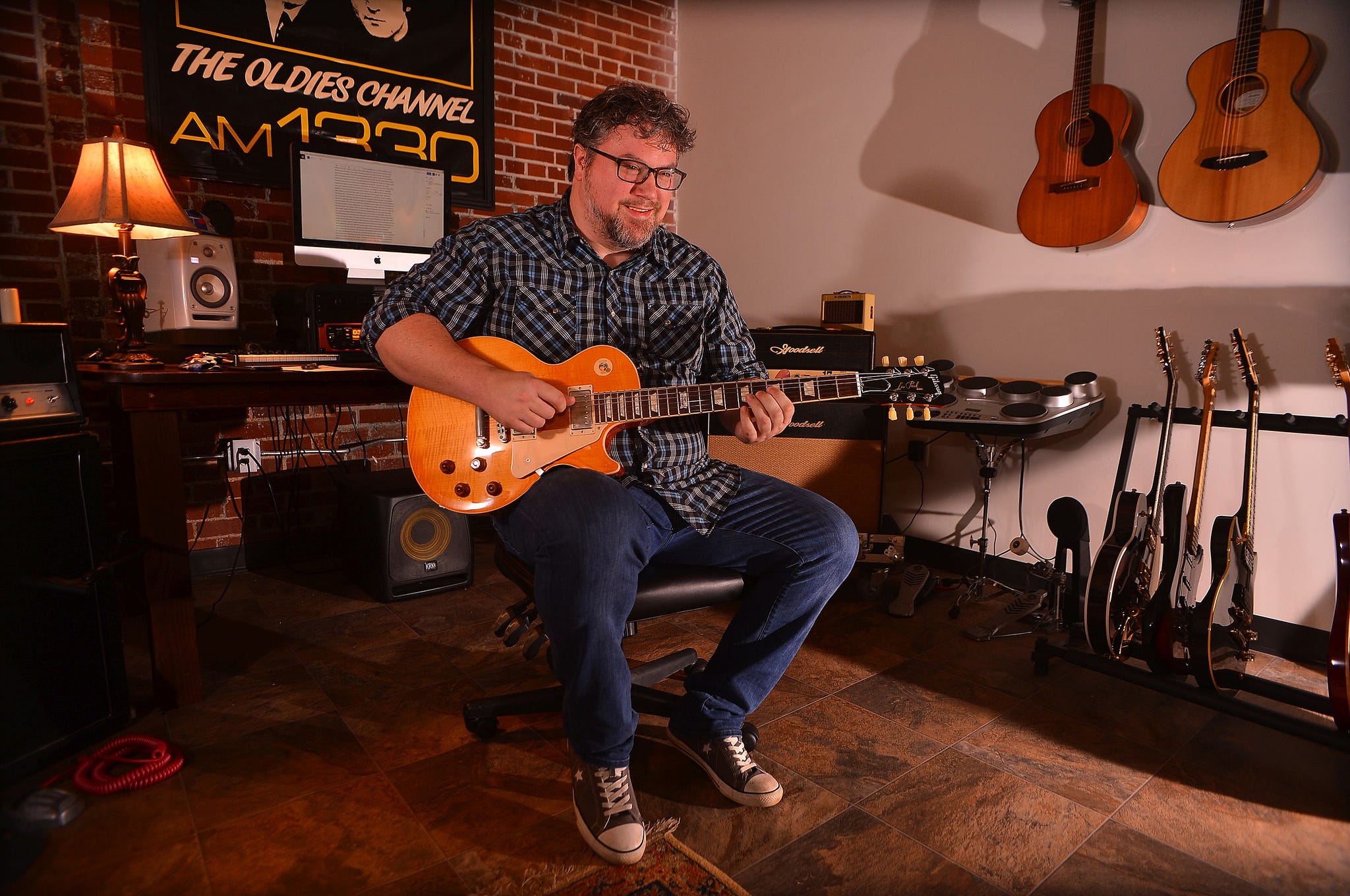 Mayfair Art Studios, at the recently renovated Mayfair Mills in Spartanburg, Friday, October 2, 2020. Mayfair Art Studios will be holding First Friday events each month, with the studios open for visitors to tour and meet the resident artists and learn about the classes they offer. Ryan Ridgeway, a musician and owner of Ridgeway Studios, works in his studio Friday.