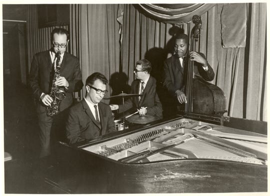 Images of Dave Brubeck with wife Iola and his quartet that are part of Dave Brubeck: Jazz Ambassador, at The Haggin. The images are part of the special collection at University of the Pacific's library