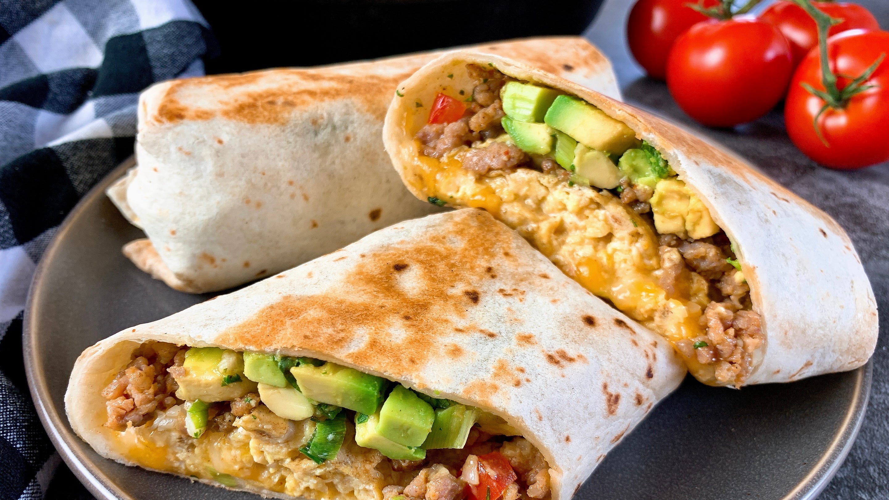 Delicious finished breakfast burritos