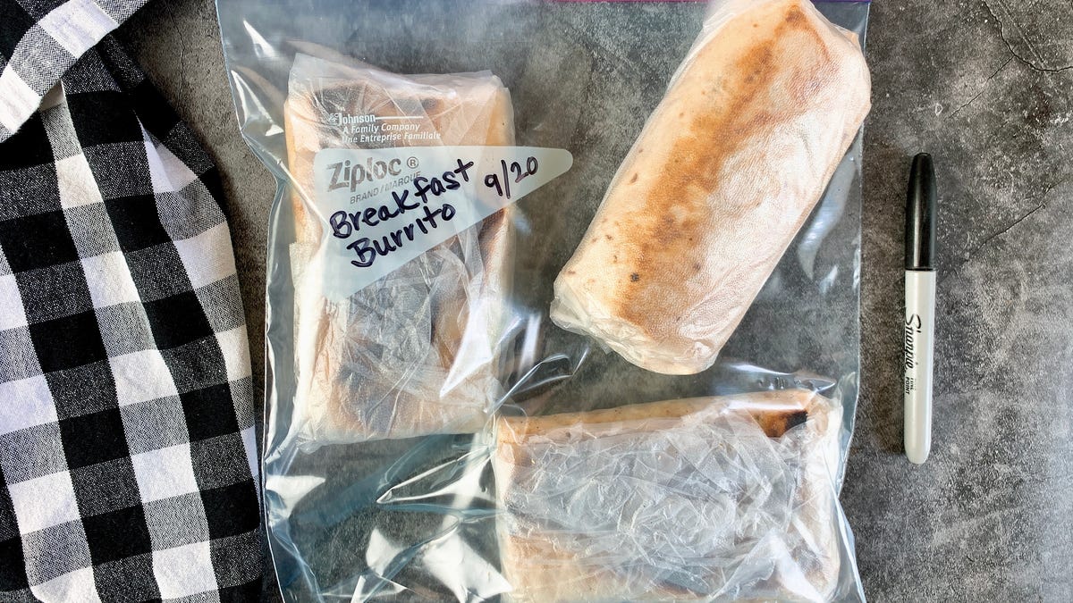 Here's an easy breakfast recipe for burritos you can make ahead and freeze for later