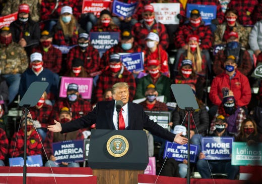  President Donald Trump speaks during a rally in Duluth, Minn. on Sept. 30, 2020. (AP Photo/Jack Rendulich, File) 