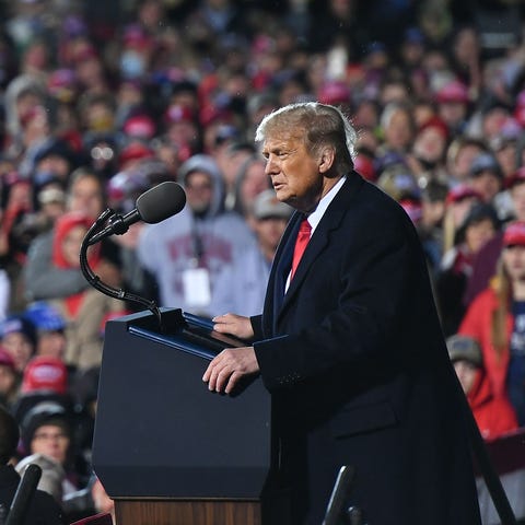 US President Donald Trump speaks at a "Make Americ
