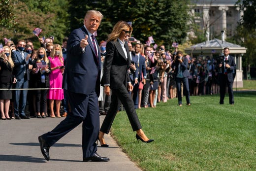 President Donald Trump and first lady Melania Trump on Sept. 29, 2020 at the White House in Washington, D.C.