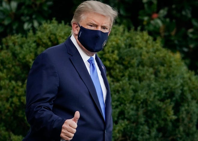 President Donald Trump leaves the White House for Walter Reed National Military Medical Center after testing positive for COVID-19.