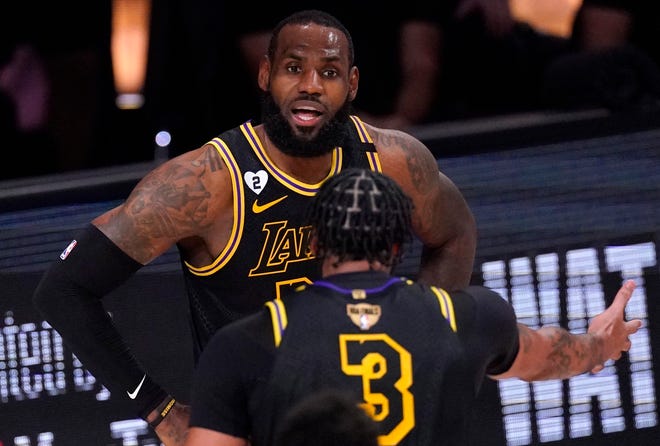LeBron James and Anthony Davis exchanged some heated words about missed defensive assignments in Game 2.