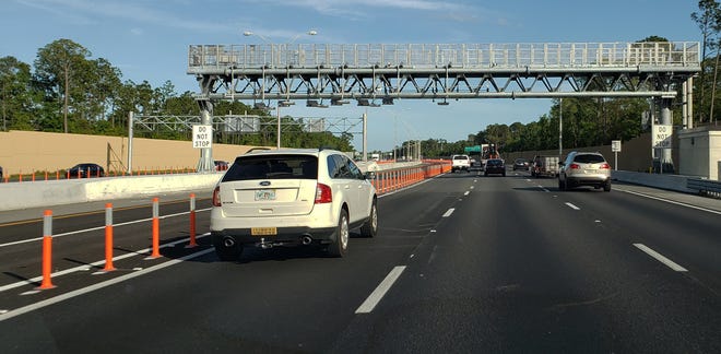 Heading east on Interstate 295 in Mandarin next to the new Express Lanes and SunPass toll system.