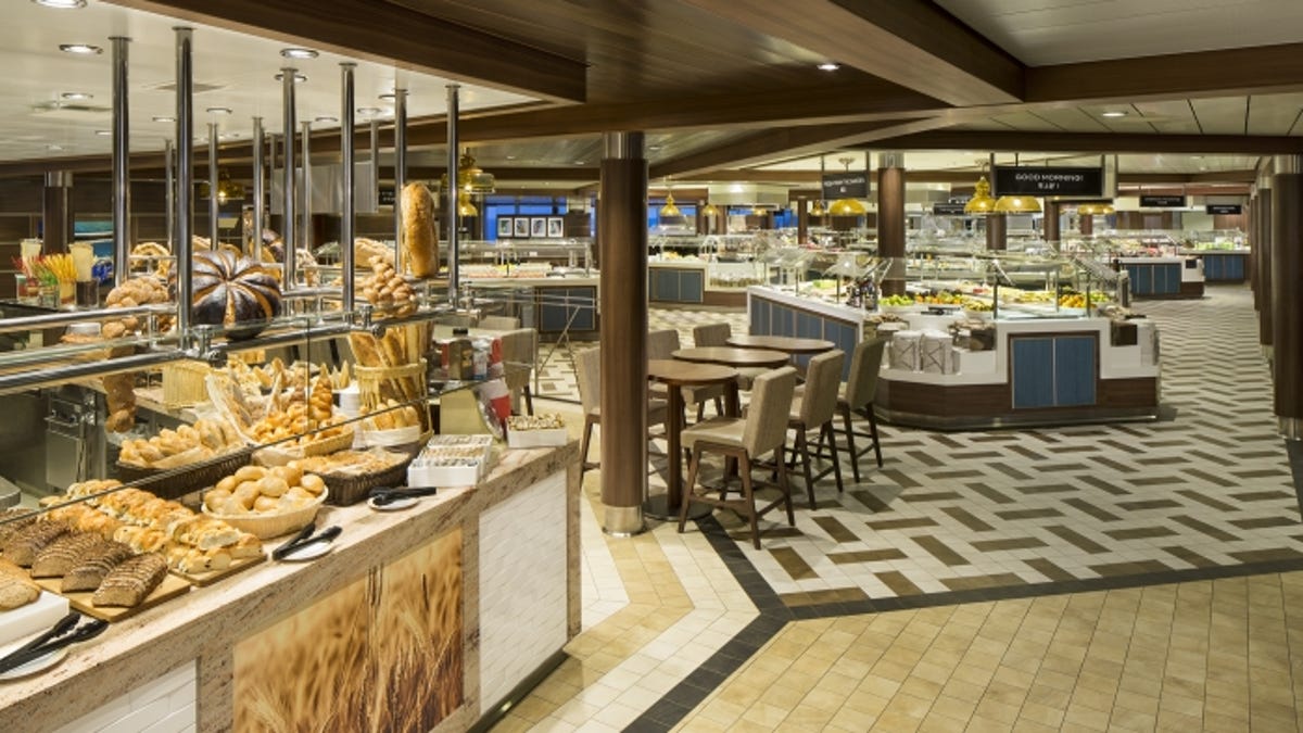 A view of the Windjammer buffet area on Royal Caribbean's Oasis of the Seas. The cruise lines still plans to offer buffets but says they will no longer be self-service.