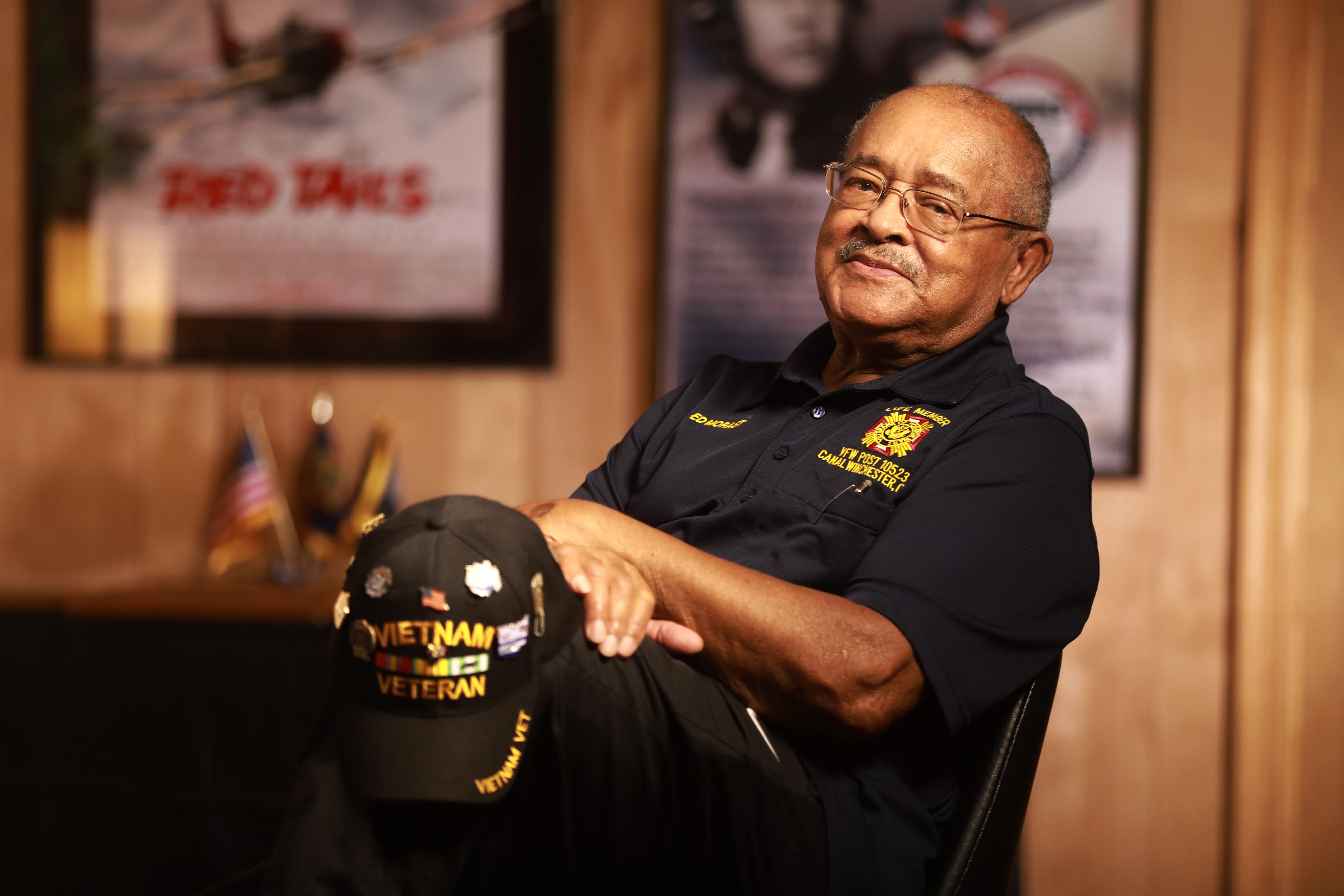 Edward Morast, pictured in his East Side basement, served in the Vietnam War as part of the Air Force.