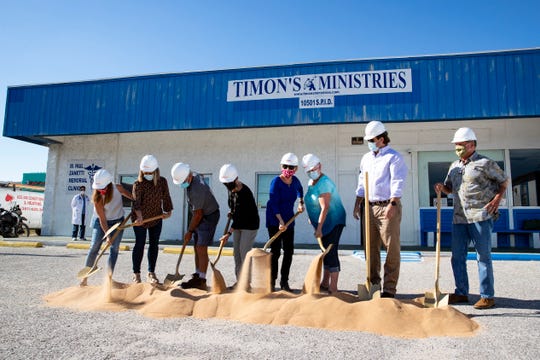 Timon's Ministries holds a groundbreaking for their building addition and renovation on Wednesday, Oct. 7, 2020.