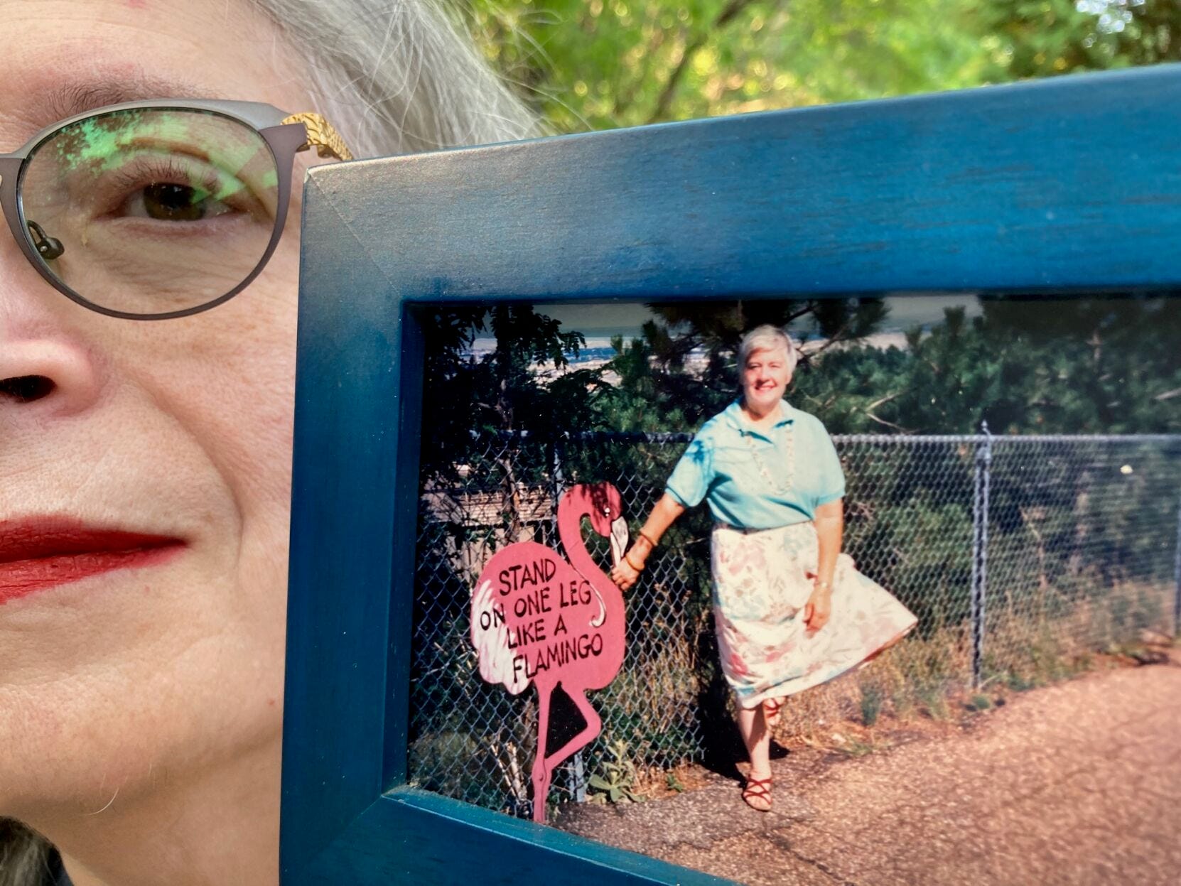 Pamela Boldman holds a picture of her mother, Jeannette Green, visiting a Colorado zoo. Pamela said Jeannette had a playful sense of humor.