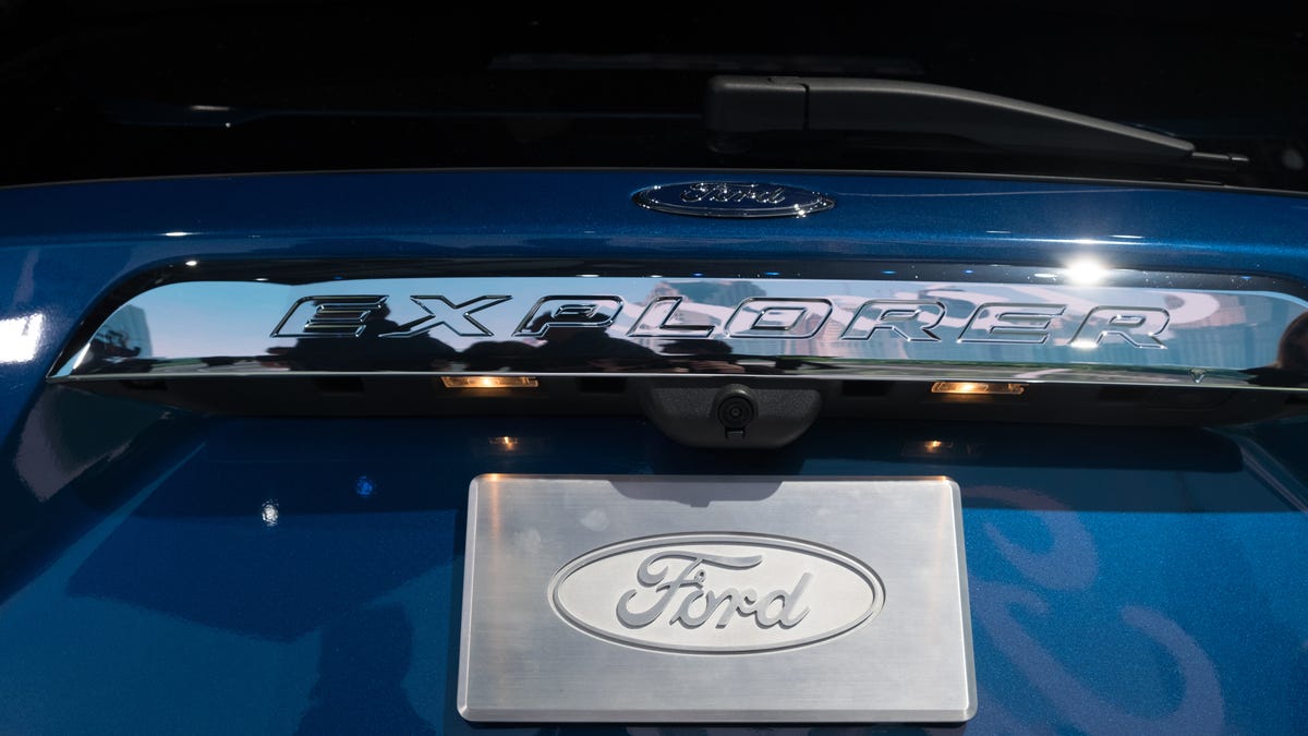 The rear of the 2020 Ford Explorer Hybrid is seen at the Ford Motor Co. display during the 2019 North American International Auto Show held at Cobo Center in downtown Detroit on Monday, Jan. 14, 2019.  (Via OlyDrop)